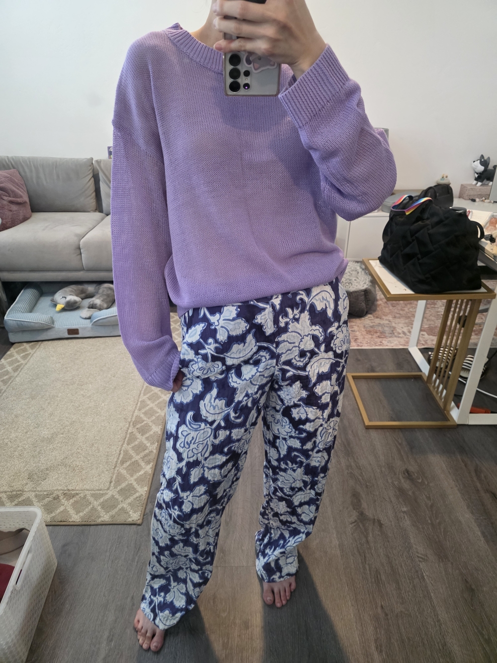 Zara Purple And Navy Floral Pants